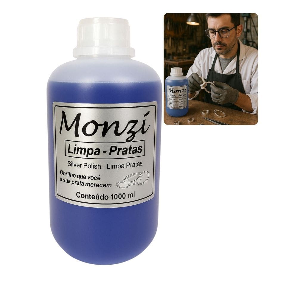Limpa Prata 925 Monzi 1 Litro Grande 1000Ml Limpeza Jóia
