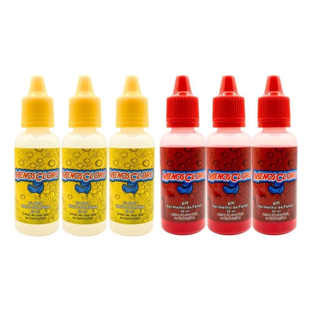 2X Kit 6 Reagentes Para Teste De Ph E Cloro Para Piscinas