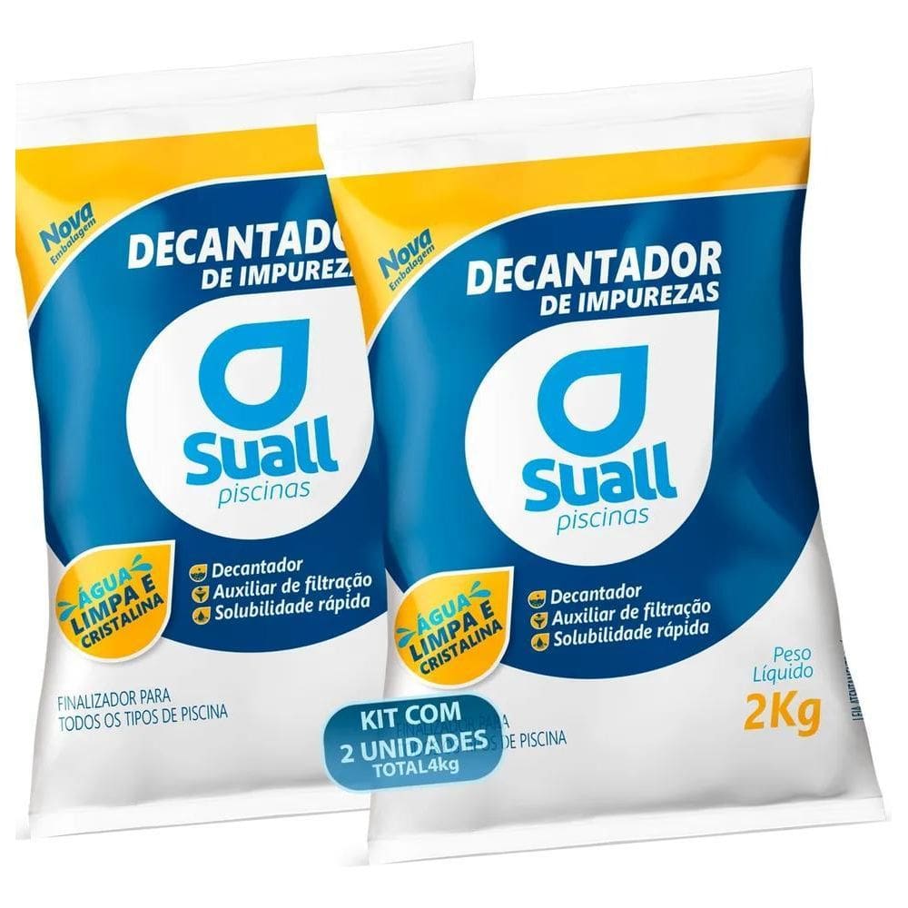 2X Kit 2 Sulfato De Alumínio Suall Decanta Impurezas Piscina