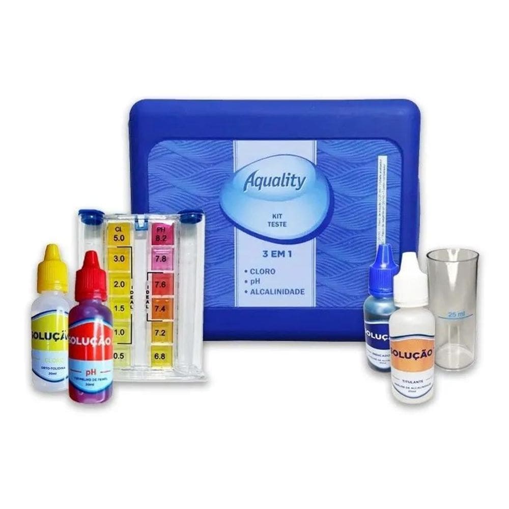 2X Kit Teste 3 Em 1 Ph Cloro Alcalinidade Piscina - Aquality