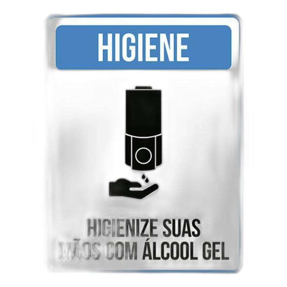 Kit 3 Placa Higienize Suas Mãos Com Alcool Em Gel Azul 36X46