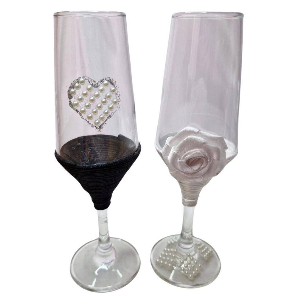 2 Taças Vidro Casamento  Noivos Presente Amor