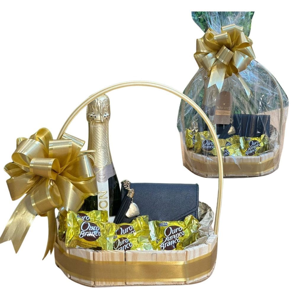 Cesta De Presente Chandon 375Ml Bombons Ouro Branco Carteira
