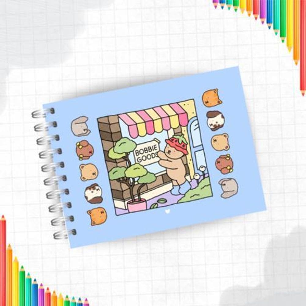 Livro Azul Colorir Bobbie Goods 50 Folhas Capa Dura