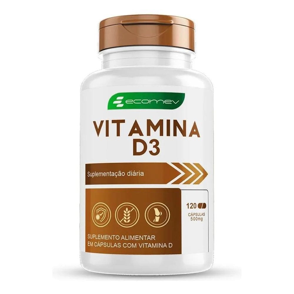 2X Vitamina D3 120 Cápsulas Ecomev Suplemento Sabor Sem Sabo