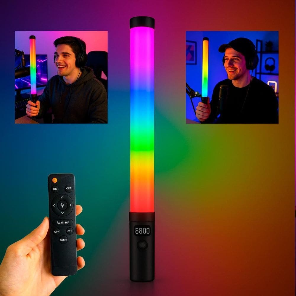 Bastão Led Iluminador Com Cores Vivas E Rgb Potente