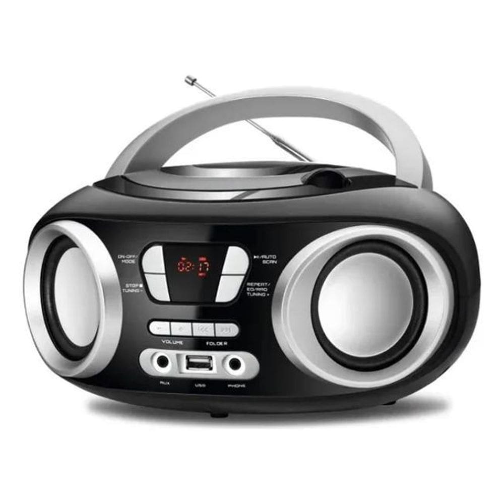 2X Radio Portatil Mondial Boombox Cd Usb Nbx-13 Cor Preto