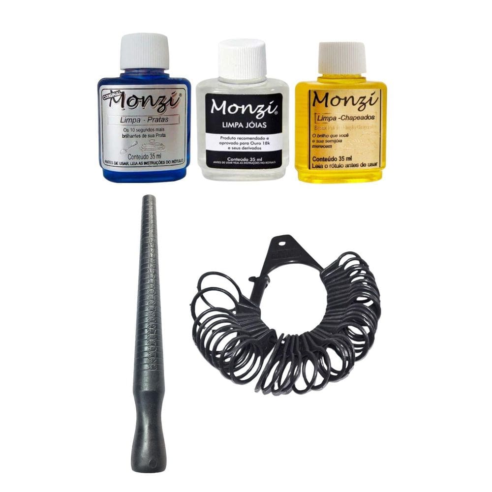 Kit 3 Monzi 35Ml Limpa Chapeados Prata Ouro + 2 Aneleira