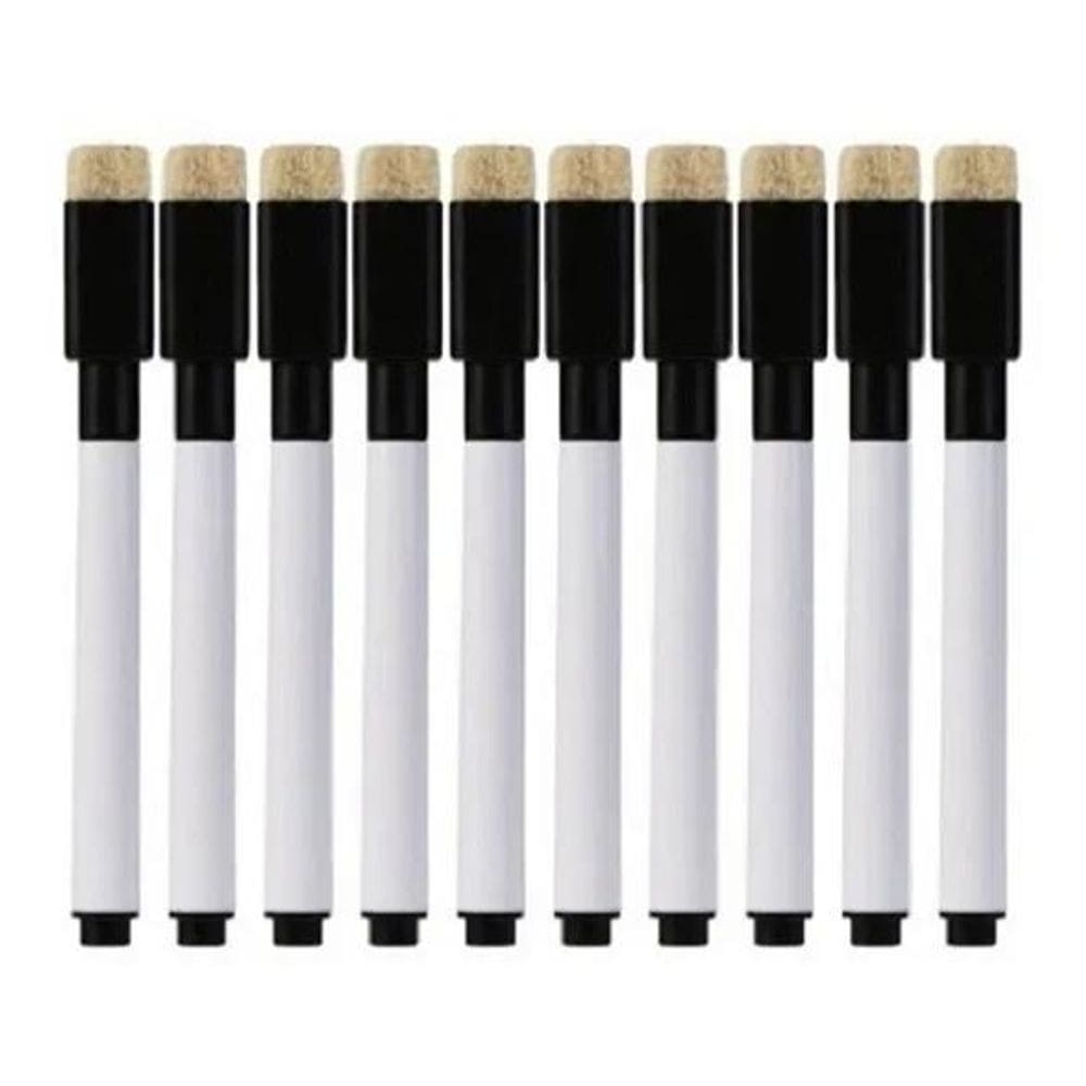 2X Kit 10 Canetas Preta Para Quadro Branco Com Apagador E Im