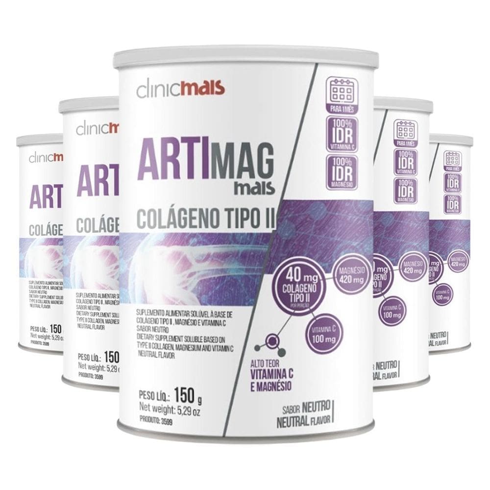 Kit 5 Artimag Mais Clinicmais Colágeno Tipo 2 150G Neutro