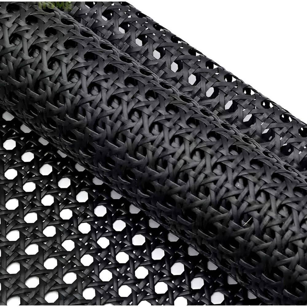 Palha Indiana Sintética Sextavada Rattan Preta Branca 100X50