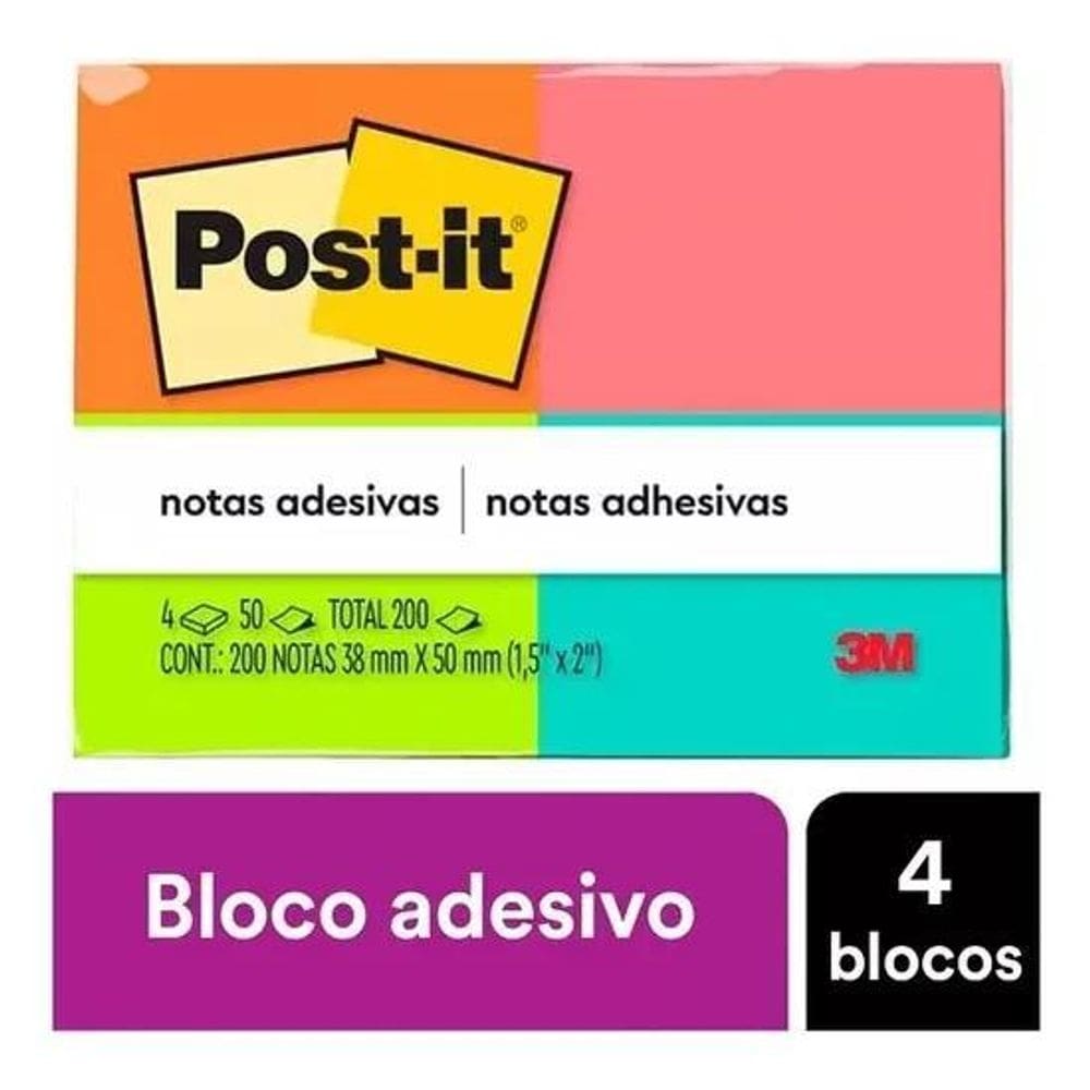 2X Post-It 653 Tropical 4 Blocos De 50 Folhas Cada 50Mm X 38