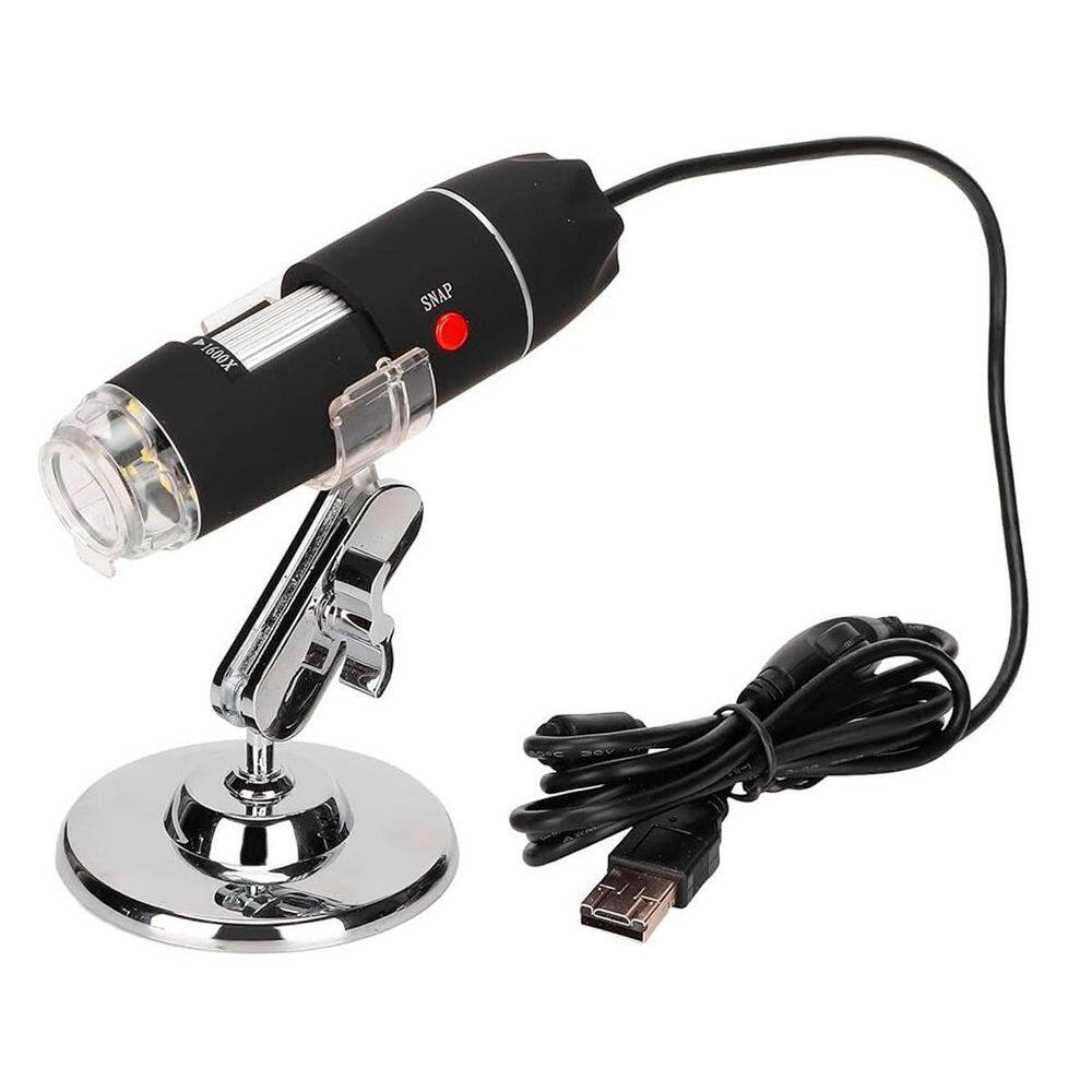 Mini Microscópio Portátil Luz Led Usb Preto