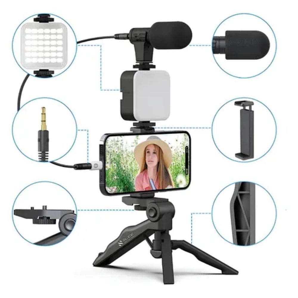 Kit Gravação Celular 5 Em 1 Live Vlog Youtuber