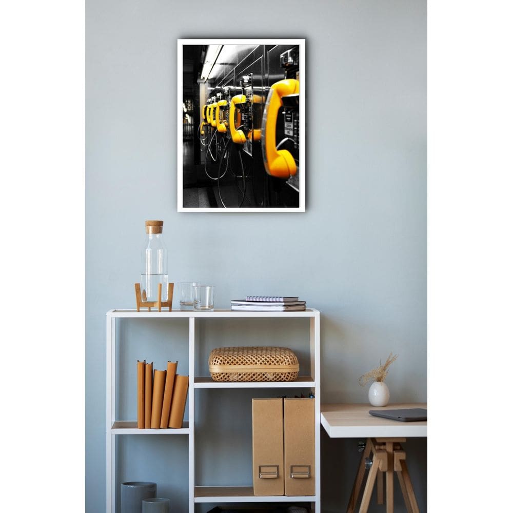 Quadro Decorativo Fotografia Telefones Amarelos - 70X50Cm