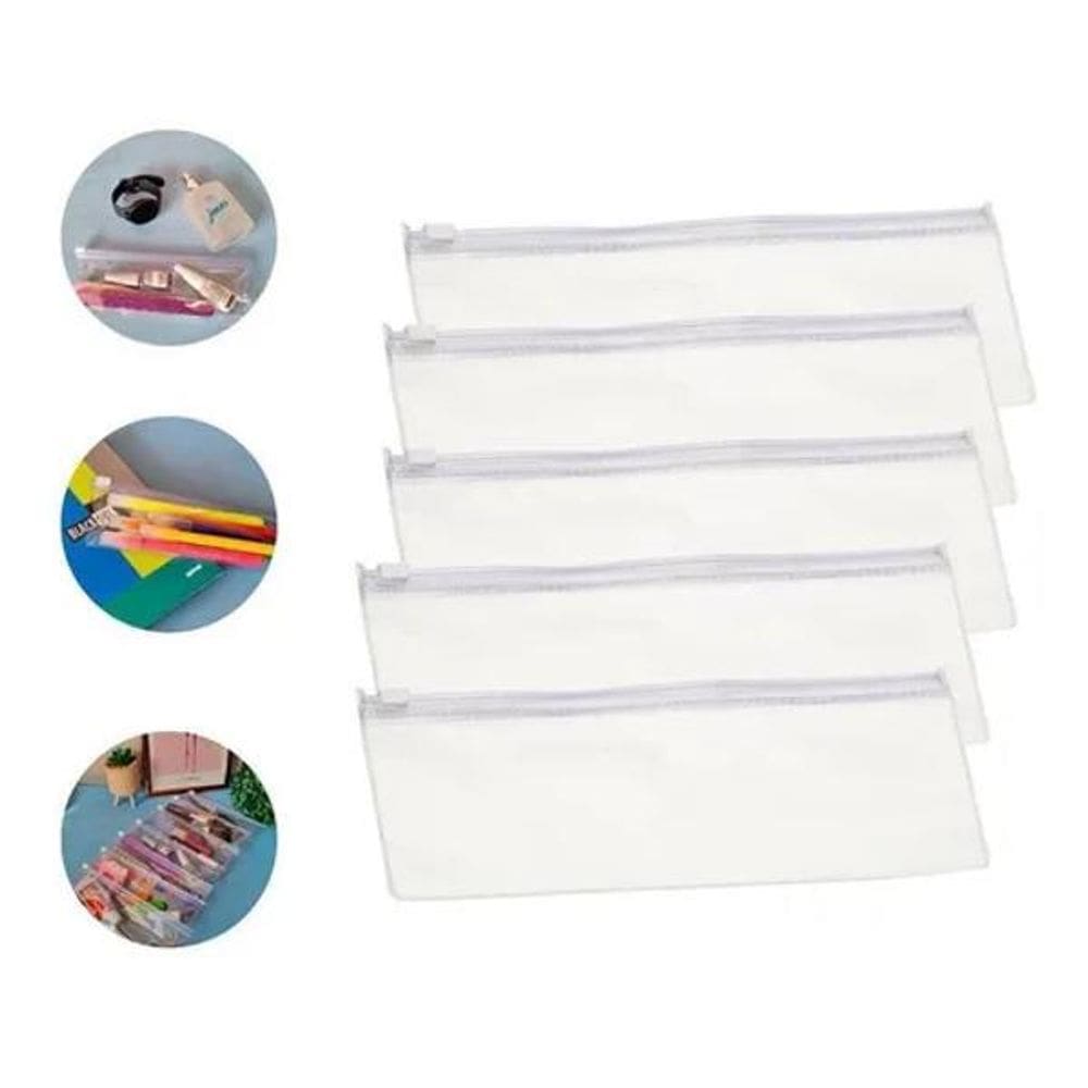 2X Kit 10 Estojo Zip Zap Cor 10 Unidades Liso