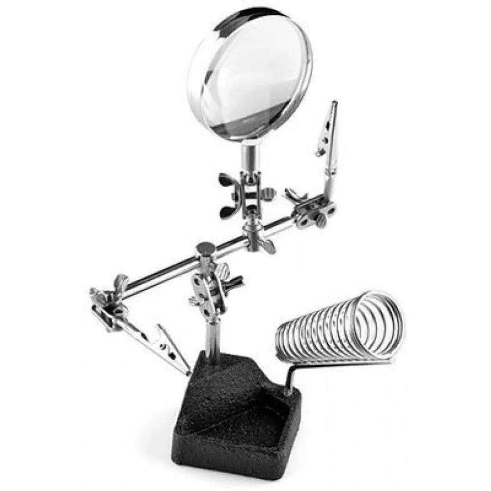 2X Lupa Com Garras E Suporte Ferro Solda Articulável Eda 0Ad