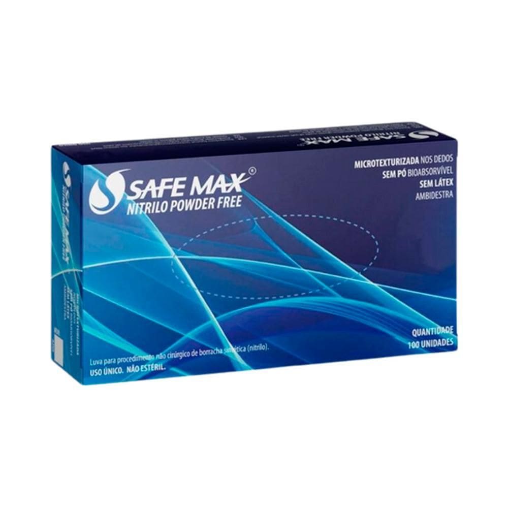 Luva Procedimento Nitrilo Azul Safe Max Spó Tam M Supermax