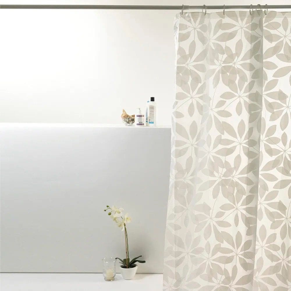 Cortina Para Box Banheiro Peva Antimofo 180x160cm  - Flores Brancas