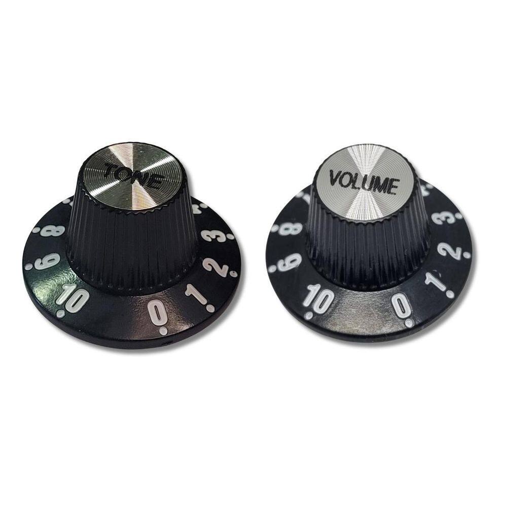 Kit 2 Knob Black Guitarra Vintage 1 Volume 1 Tone Preto