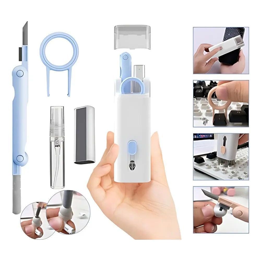 2X Escova Macia Limpa Teclado 7 Em1 Pc Limpador Fone De Ouvi