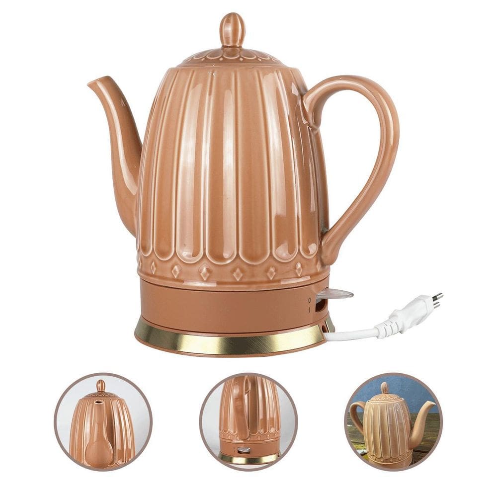Chaleira Elétrica Porcelana 1,5L Luxo Salmão Base 360 - 127V