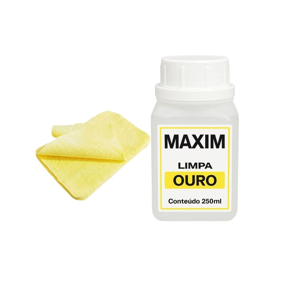 Kit 1 Limpa Jóias Ouro Puro Verdadeiro 18K Maxim 250Ml