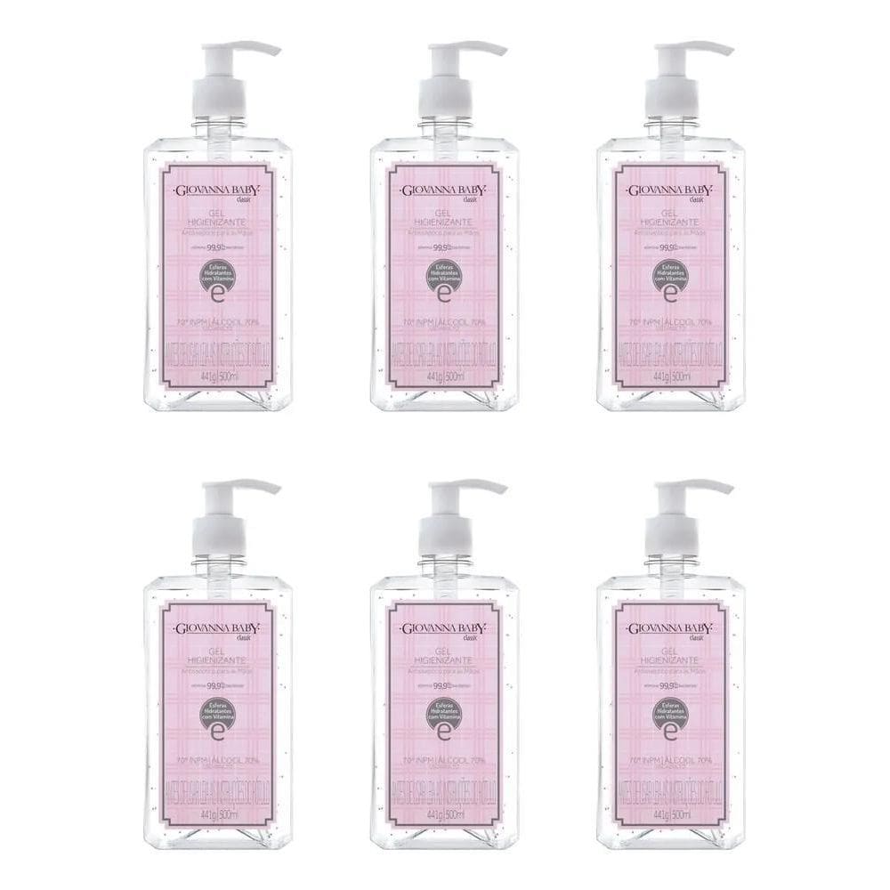 2X Kit 06 Unid Gel Higienizante 70% Giovanna Baby Classic 50