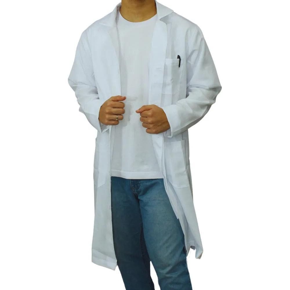 2X Jaleco Masculino Oxford Branco Botão Embutido Manga Longa