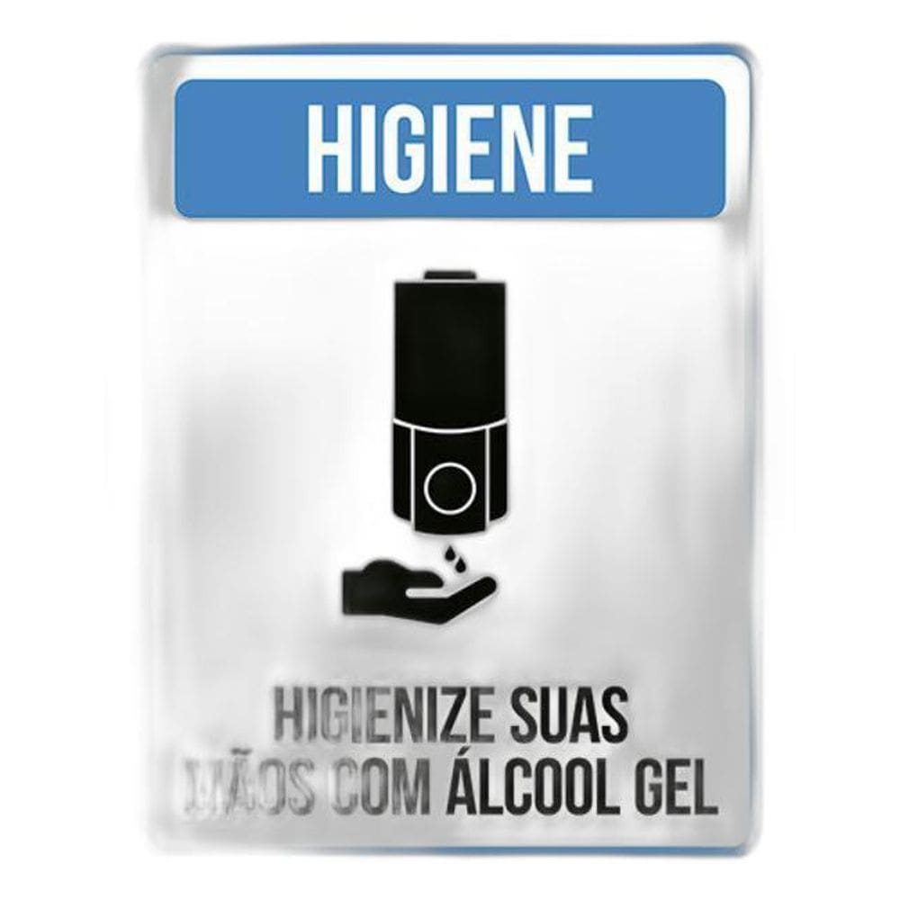 Kit 3 Placa Higienize Suas Mãos Com Alcool Em Gel Azul 36X46
