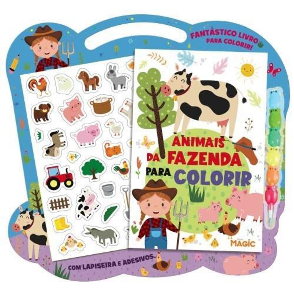 Fant. Livro Animais Da Fazenda Para Colorir Com Lap. E Ades.