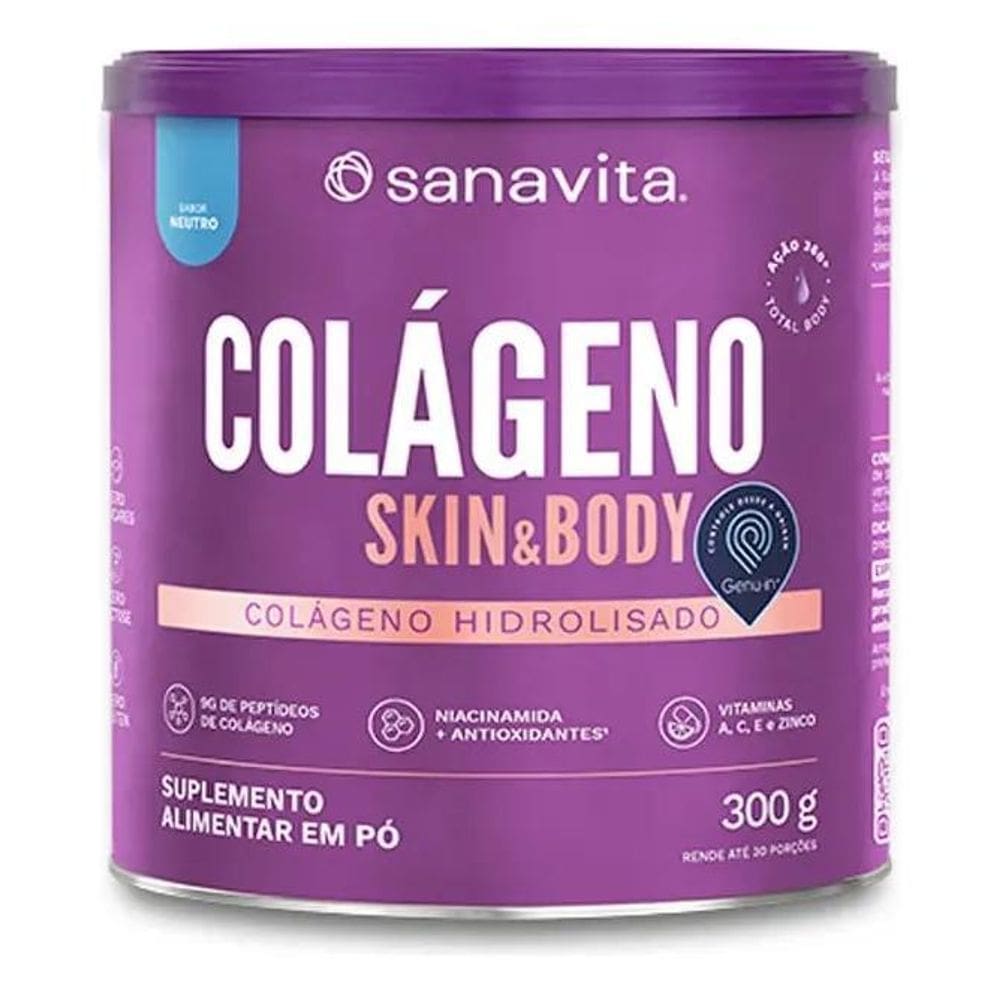 2X Colágeno Skin Sanavita Com Vitamin C - 300G - Todos Sabor