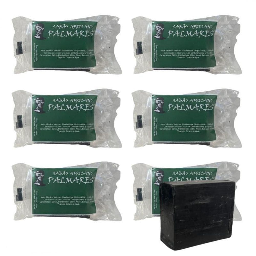 Kit Com 6 Sabão Da Costa Africano Palmares 100 G + Presente