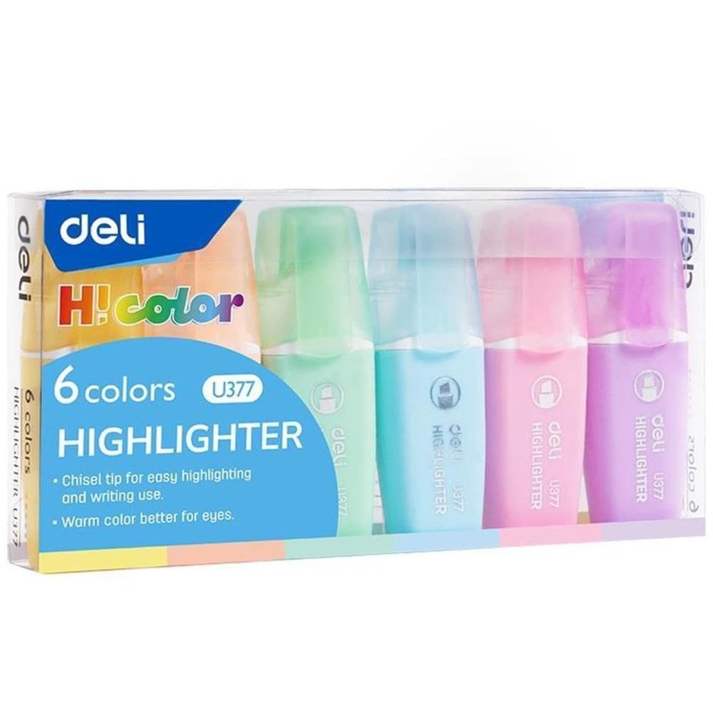 Caneta Marca Texto Highlighter Mini 1-5Mm 6 Cores - Deli