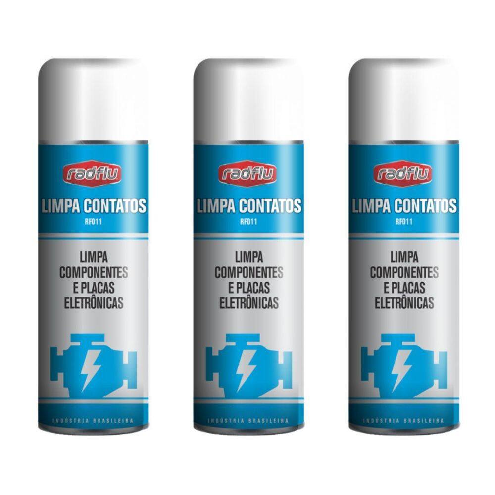 Kit 3 Limpa Contato Elétrico Conectores Pc Radflu 300Ml