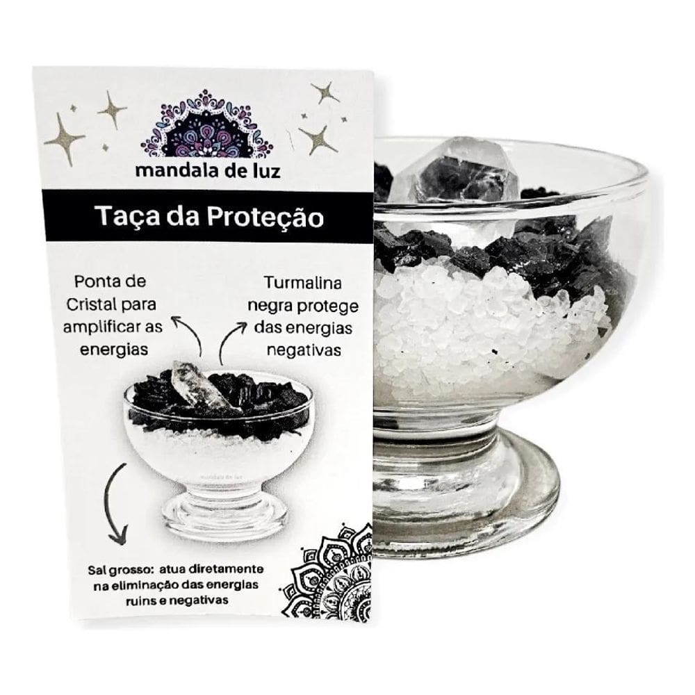 2X Taça Proteção De Turmalina Negra, Cristal E Sal Grosso 7C