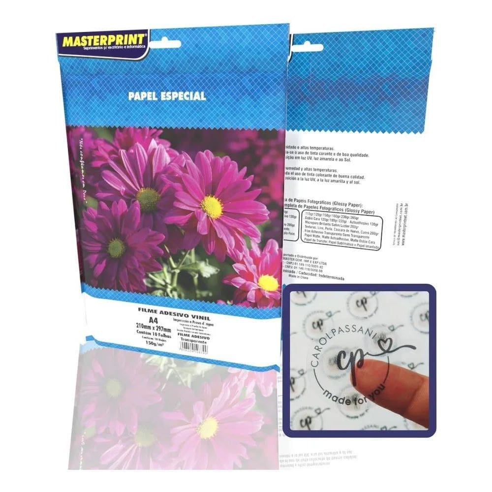 Adesivo Vinil Transparente A4 150G Impressora Jato De Tinta