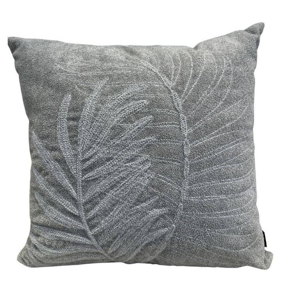 Alm Boulce Cinza 52X52 Bordado Rami Folhas Cinza