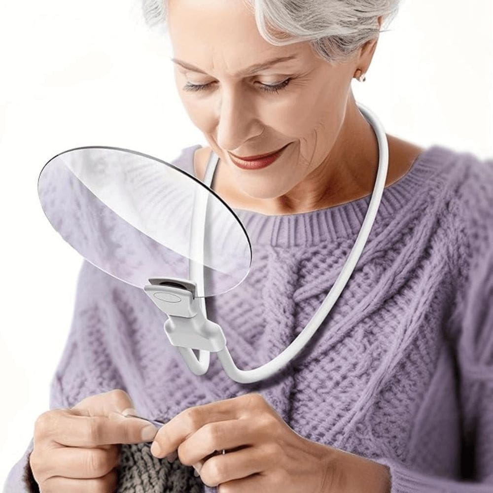 Lupa 5X De Pescoço Suporte Mãos Livres Para Leitura Bordado