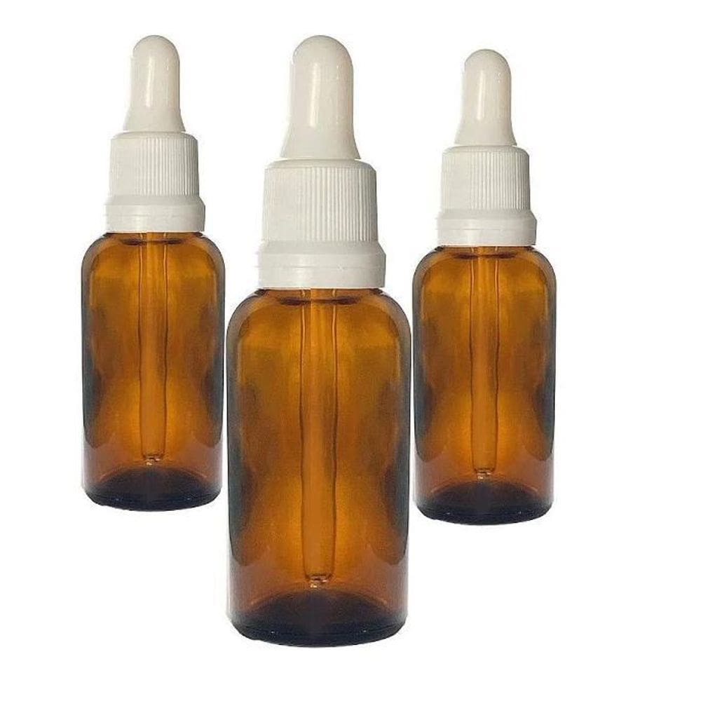 Kit Com 50 Frasco Conta Gotas Ambar 50Ml Tampa Branca