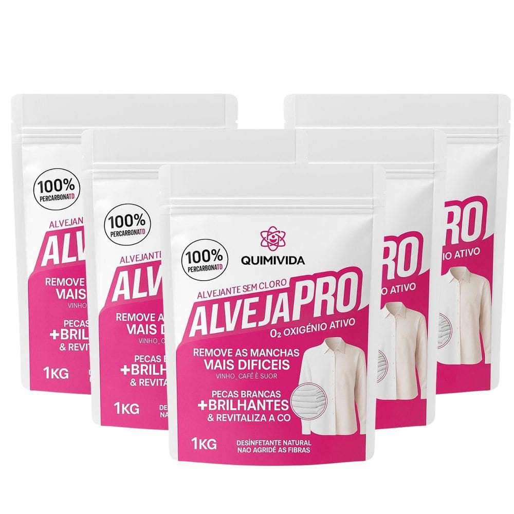 Kit 5 Alvejante Alvejapro 1Kg Sem Cloro Tira Manchas