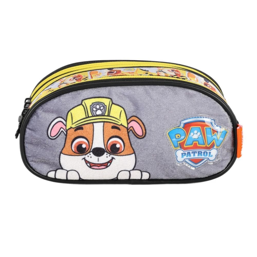 Estojo Patrulha Canina Triplo Paw Patrol Aveludada Amarelo