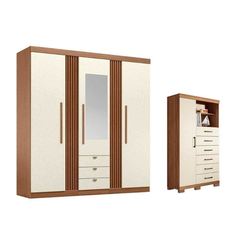 Guarda Roupa +1Cômoda QC245 Jatoba/Areia - Santos Andirá
