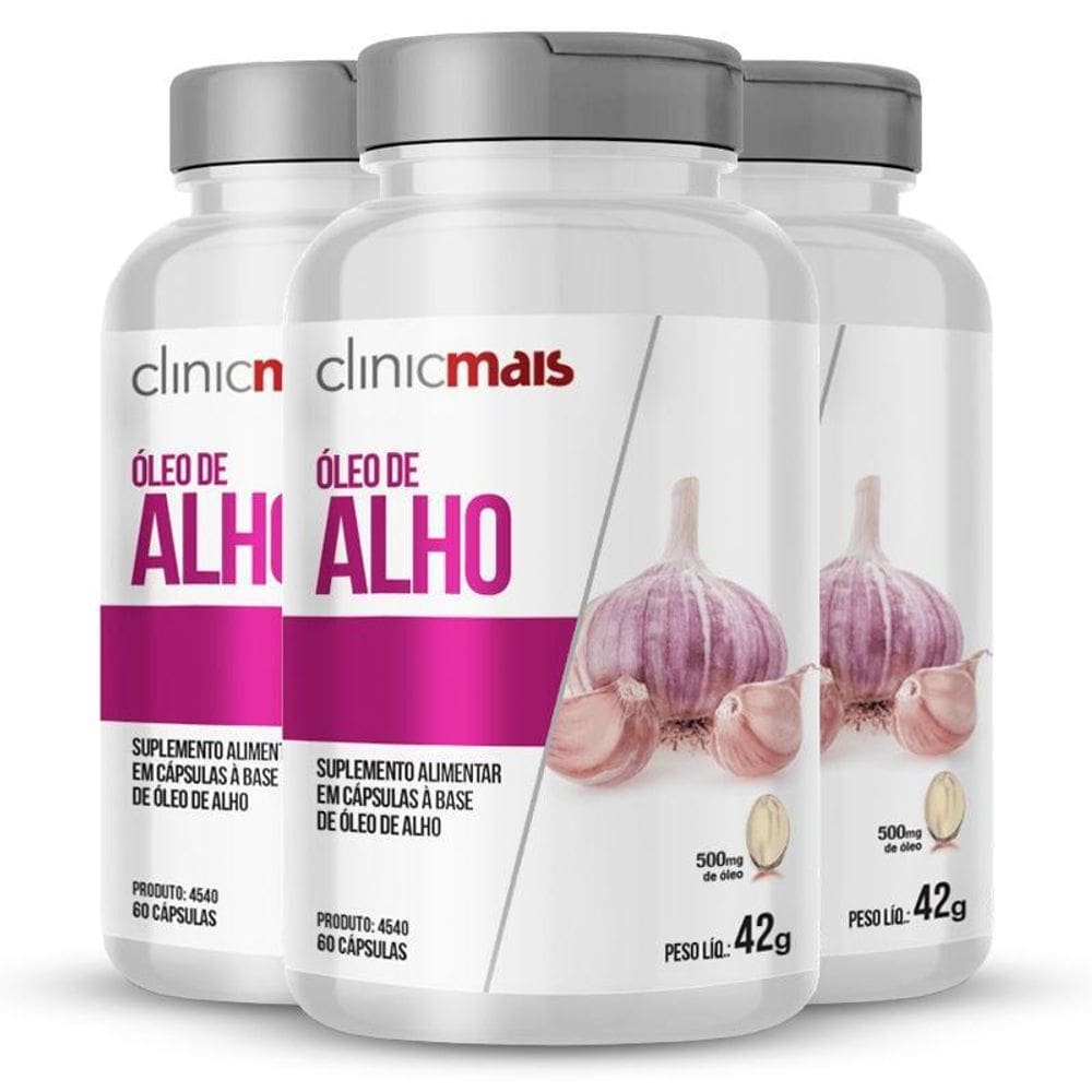 Kit 3 Óleo De Alho 500Mg Clinicmais 60 Cápsulas