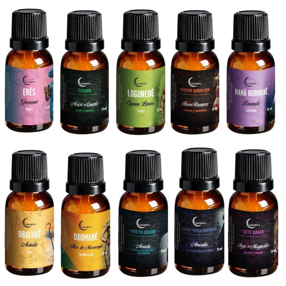 Kit 10 Essências Linha Orixás Líquidas Umidificador 15Ml