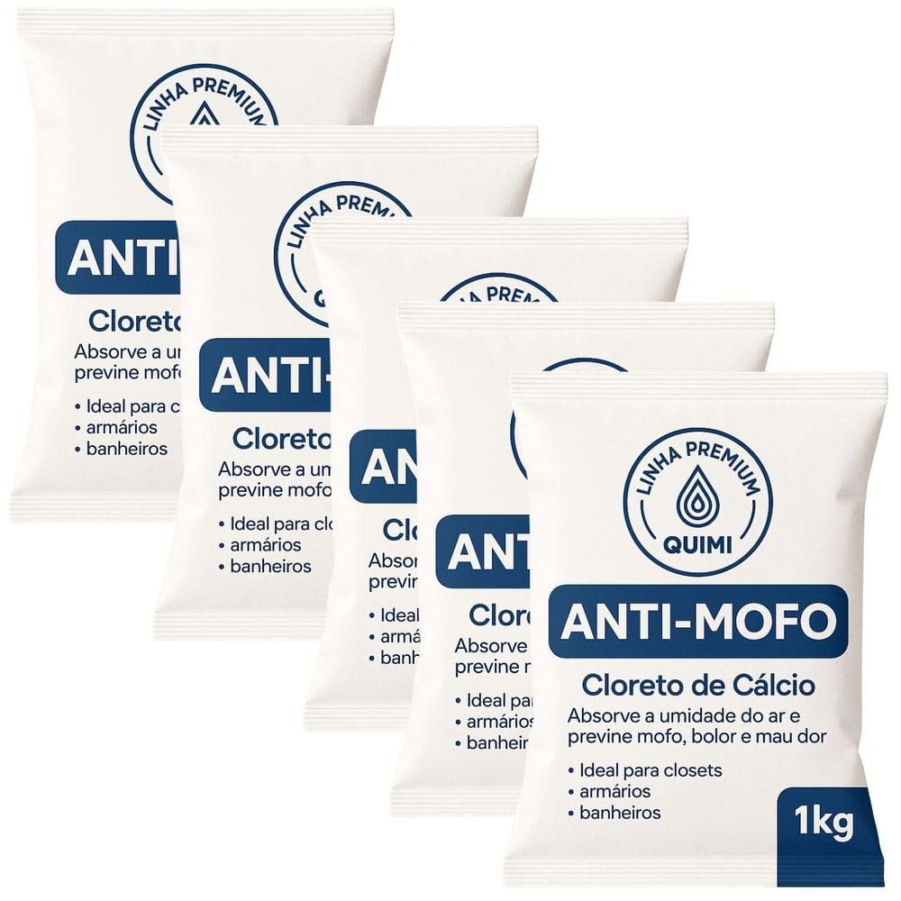 Kit 5 Antimofo 1Kg Cloreto De Cálcio Absorve Umidade