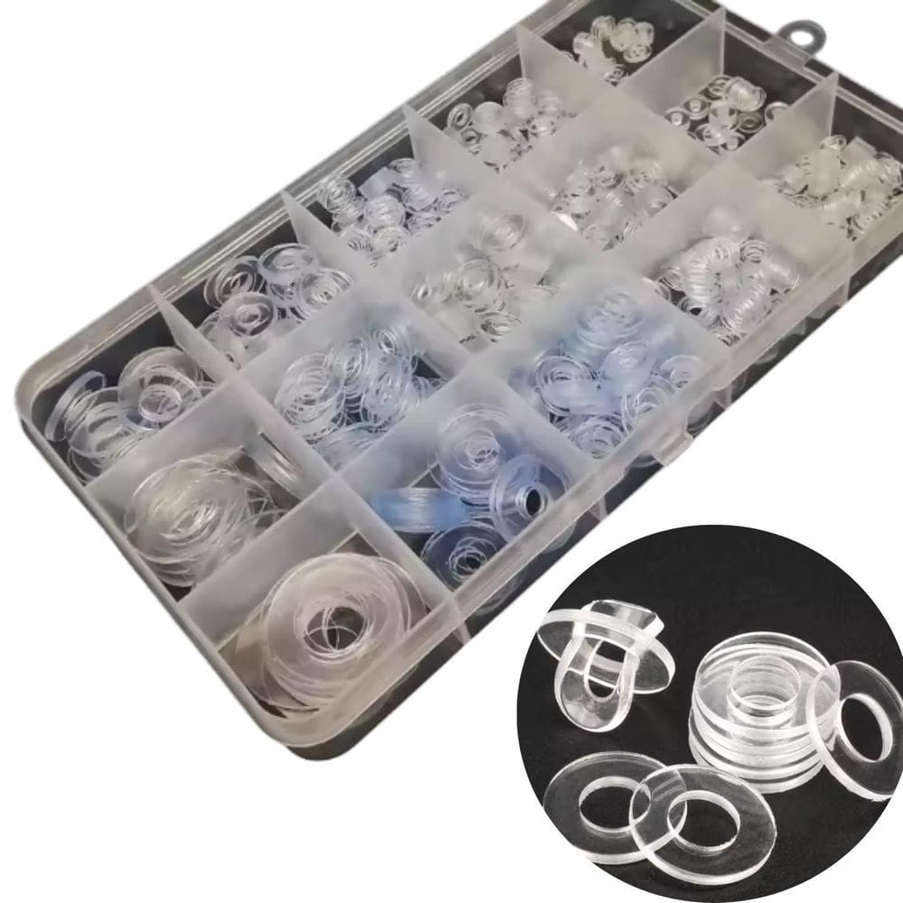Kit 1085 Arruelas Vedação Pvc Plastico Soft Transparente