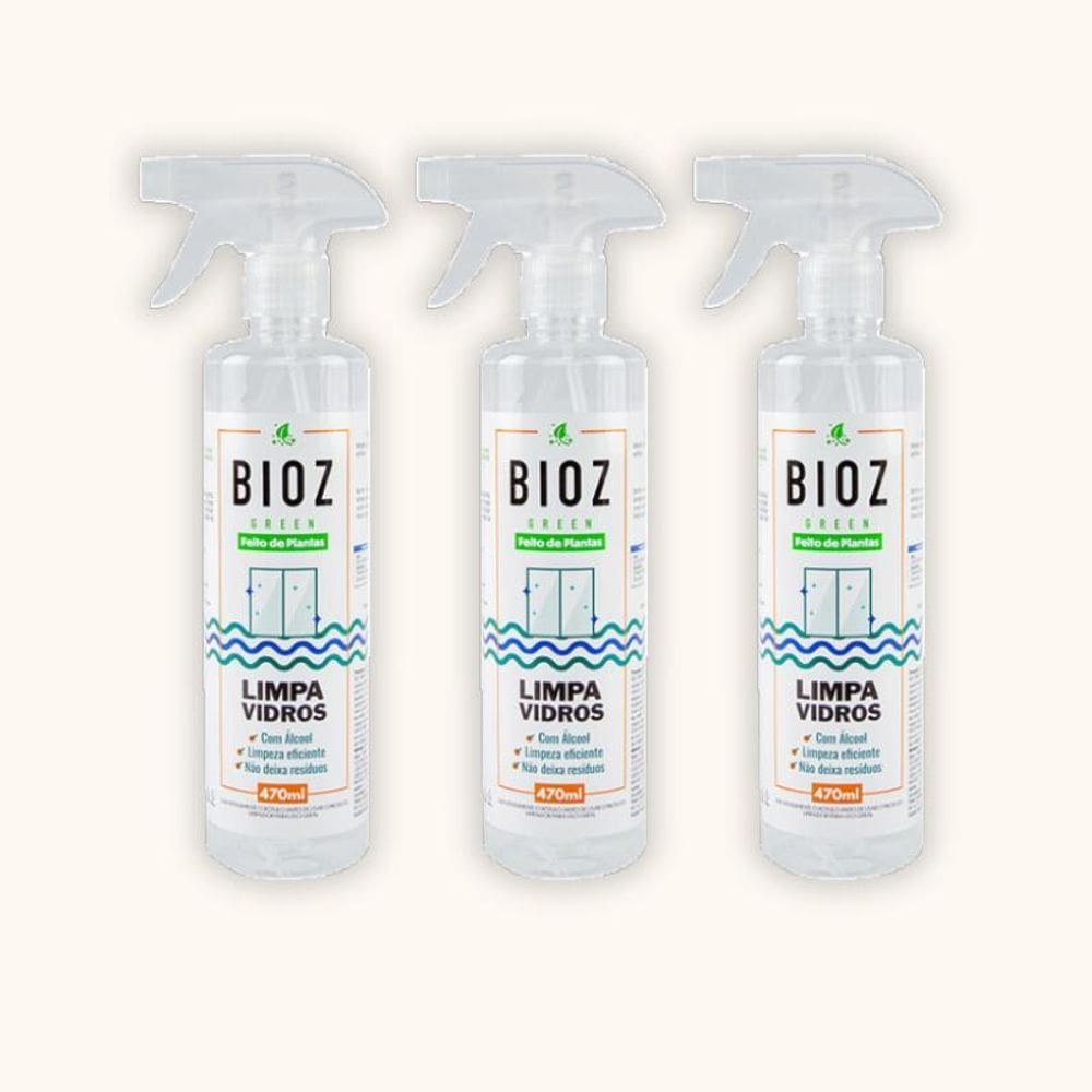 Kit 3X: Limpa Vidros Biodegradável Bioz Green 470Ml