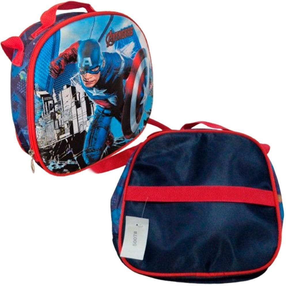 Lancheira Escolar Térmica Capitão Herói Vermelho Azul