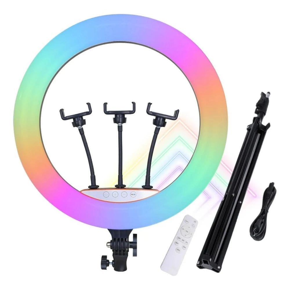 Ring Light Led 18`` Rgb 46Cm Light Live Tripé Resistente